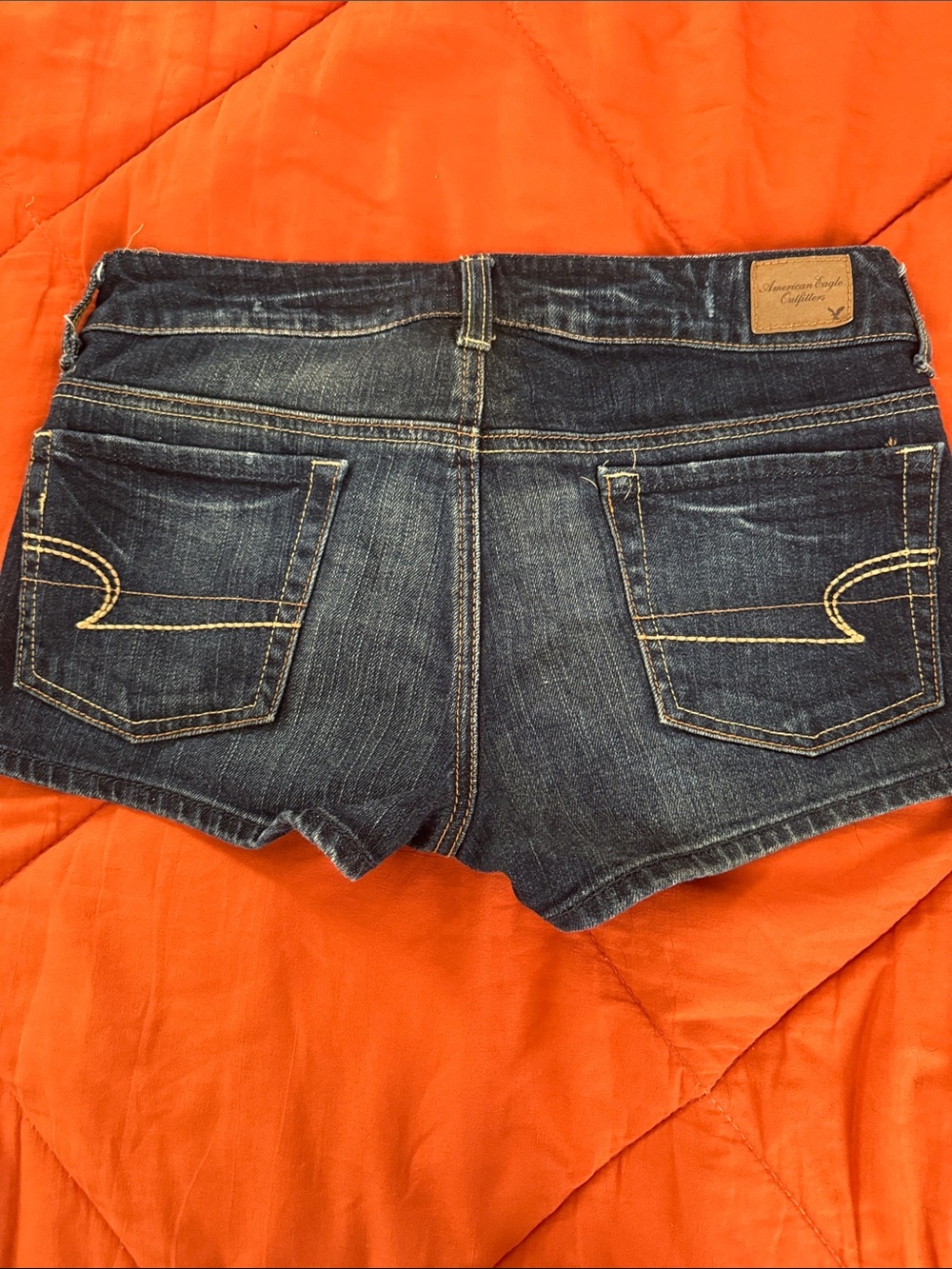 American Eagle Outfitters Blue Denim Low-Rise Cutoff Shorts - Picture 2 of 6